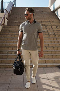 Burgundy Wine 100% Merino Wool Slim Fit Mens Polo Shirts Short Sleeve